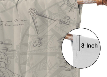SHElifestyle Blue Nautical Octopus Curtains, Ocean Kraken Anchor Beach Window Treatments Vintage Coastal Map Pirate Ship Window Drapes for Bedroom Living Room Kitchen 63x72in
