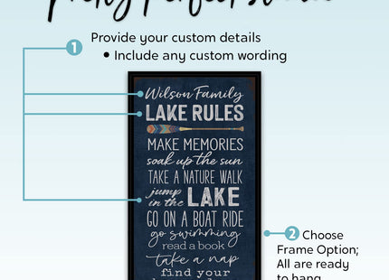 Personalized Lake Rules Canvas Wall Art Custom Family Lake House Print