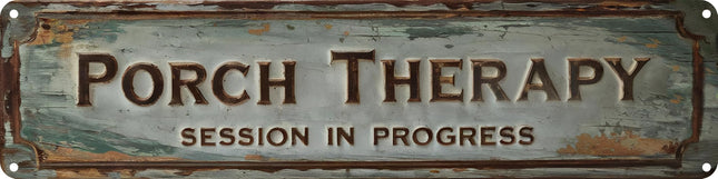 FWBOYSV Porch Therapy Metal Sign 4x16in Rustic Boho Plaque for Cabin Porch Yard House Wall Decor Funny Outdoor Art