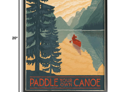 Paddle Your Own Canoe Lake Adventure, 16 x 20 Inch Framed Giclée Print