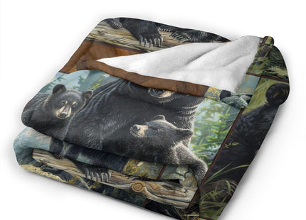 Black Bear Blanket Wild Animal Throw Stuff Gifts for Women Girl 50"X40"