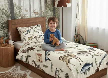 Erosebridal Bass Fishing Comforter Set for Boys Girls Adult Men - Pike Fish Bedding With Lures Hook Hunting Theme - Farmhouse Bedroom Decor Duvet Insert