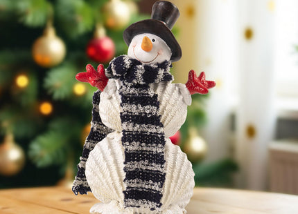 caiydramy 6.5 Inch Beach Snowman Figurines, Resin Seashell Coastal Christmas Table Top Indoor Decorations for Home, Holiday Beachy Winter Tabletop Centerpiece Shelf Mantel Desk Decor