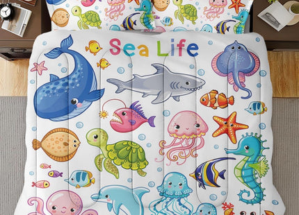 Nesphy Comforter Set of 3, Twin, Bedroom Decor Sea Turtle