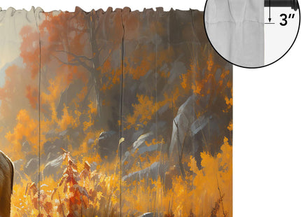 ZYQENGIMGA Deer Valance Curtains for Kitchen Rustic Nature Country Forest Wildlife Animal Autumn Thermal Insulated Small Window Curtain for Kitchen Living Room Bedroom 54 x 18 Inch, 1 Panel