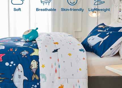 WINLIFE Shark Comforter Set Queen Size for Boys Teen Ocean Themed