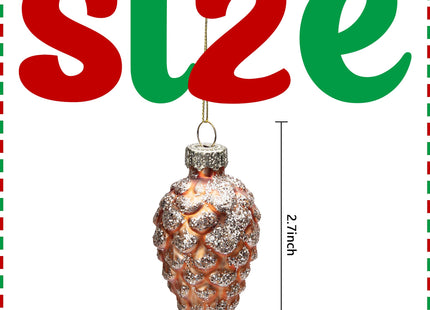 12 Pcs Christmas Pinecone Glass Hanging Ornaments, Xmas Tree Pinecone Decor
