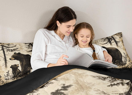Feelyou Bear Comforter Set Queen Size Rustic Bedding Set for Kids Boys