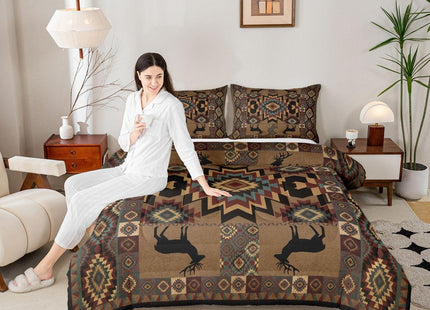 Feelyou Cabin Deer Bedding Set Queen Size Bedding Set for Boys Girls