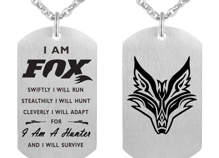 Fashion Fox Pendant Necklace I am Fox Gift Fans Dog Tag Jewelry Keychain