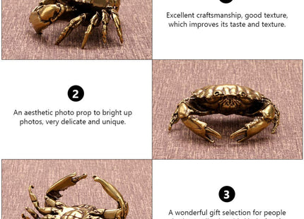 Kisangel Brass Crab Figurine Animal Sculptures and Statues Fish Tank Ornaments Feng Shui Statue Collection Home Decor (Golden)