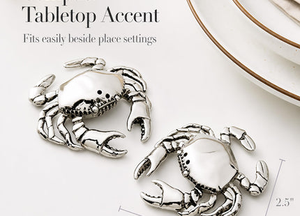 Mud Pie Crab Salt and Pepper Shaker Set, Silver 3 1/2" x 2 1/2"
