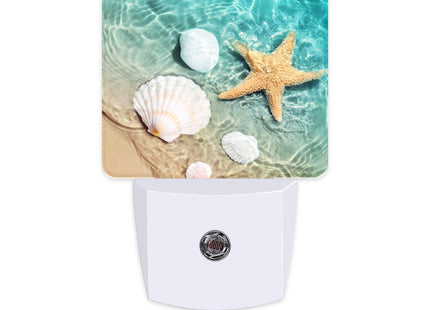 BLYKVGHQ Starfish and Seashell On Beach Night Light,Modern Night Lights Plug into Wall,Dusk to Dawn Sensor Nightlight for Kids Bathroom Kitchen Hallway Bedroom Decor