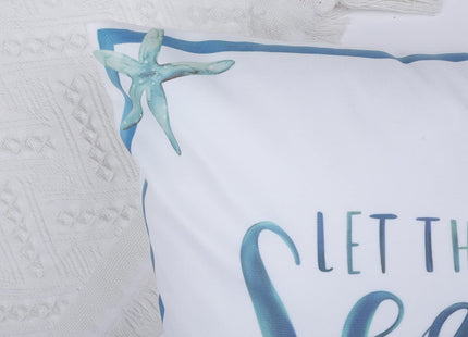 Bonhause Nautical Coastal Throw Pillow Covers 18x18 Set of 4 Ocean Themed Beach Seashell Coral Starfish Pillows Case Soft Velvet Cushion Covers for Outdoor Sofa Home Decor