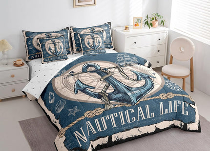 Erosebridal Ocean Comforter Set,Summer Anchor Bed in A Bag Kids Queen