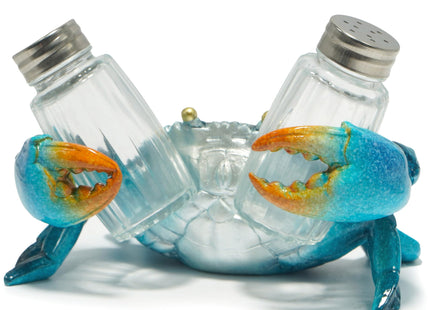 Hodao Sea Crab Salt and Pepper Shaker Set with Holder, Beach Kitchen Decor