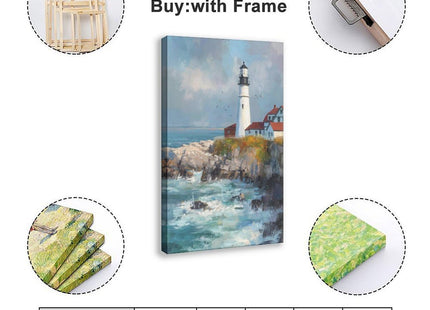 BGFgdDG Portland Lighthouse Scenery, Maine Tourism, New England Poster Bedroom Decor Sports Landscape Office Room Decor Gift Style:Frame 12x18inch