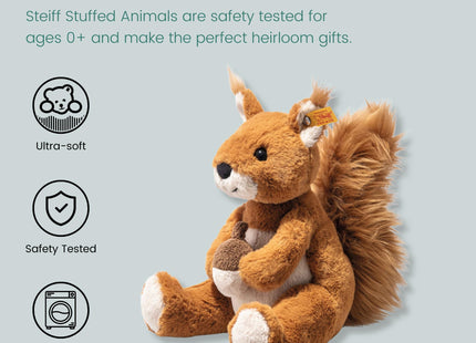 Steiff Phil Plush Squirrel, Premium Stuffed Animal Squirrel for Kids (Brown, 8")
