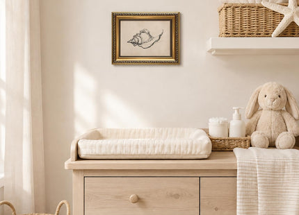 Avklitu Seashell Bathroom Wall Art Coastal Gold Framed Wall Decor