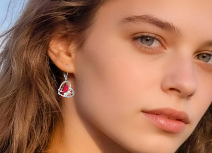 Red Cardinal Earrings for Women Sterling Silver Cardinal Gifts Earrings