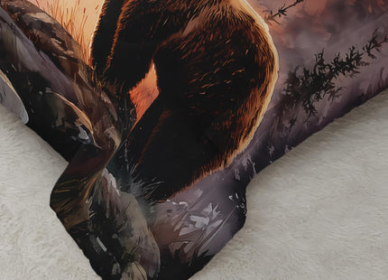 Rustic Brown Bear Comforter 3Pcs Twin Wild Hunting Animal Bear Bedding Set