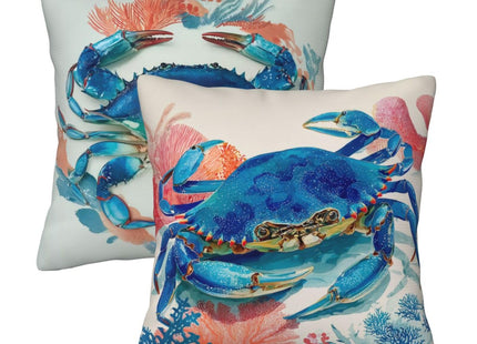 Czvixsa Coastal Crab Throw Pillow Covers 2pcs Soft Cushion Cases Holiday Farmhouse Home Decor for Sofa Bed Couch Porch 18x18 Inch