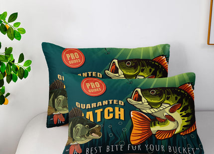 Nttopship Big Pike Fish Comforter Sets, Hunting and Fishing Pattern Bedding Set Twin Size for Kids,Fishing Underwater Animals Bedding Sets All Season 1 Comforter and 2 Pillowcases