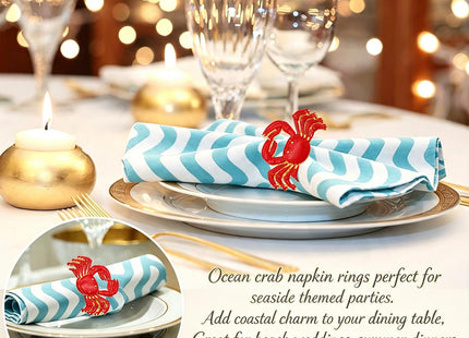 Davifina 12pc Crab Napkin Rings for Coastal Beach Wedding Fall Party Decor