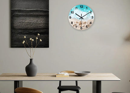XNM Modern Coastal Glass Wall Clocks Battery Operated 12 Inch
