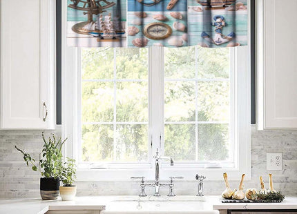 SXXLDNG Nautical Curtain Valance for Windows Living Room Kitchen Farmhouse, Hawaiian Ocean Animal Teal Short Rod Pocket Tier Curtain Window Treatment, 1 Panel 54x18