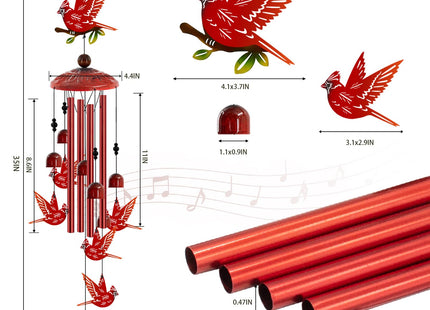 Cardinal Wind Chimes for Outside, 35" Cardinal Gifts for Women