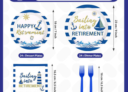 Greencian 96Pcs Nautical Retirement Party Decorations, Serves 24