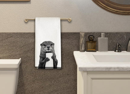 Threegoat Cute Otter Kitchen Towels 1 PCS, Funny Otter Gifts for Women, Otter Decor Hand Towels for Bathroom, Cute Animal, Women, Pet Owners Housewarming-A23