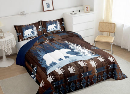 Feelyou Bear Cabin Wildlife Comforter Set Toddler Size Boys Bedding