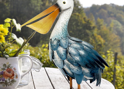 Kircust Pelican Statues, Garden Outdoor Decor Yard Art, Coastal Ocean Metal Bird Sculpture Ornament for Backyard Porch Patio Pond Decorations