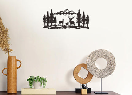 Slickss Deer Wall Art, Mountain Forest Metal Decor for Cabin Lodge