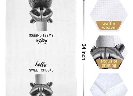 BlissfulAbon Raccoon Gifts Hand Towels - Funny Raccoon Gifts Decorative Waffle Weave Towels for Bathroom, Raccoon Bathroom Decor, 16×24 Inches