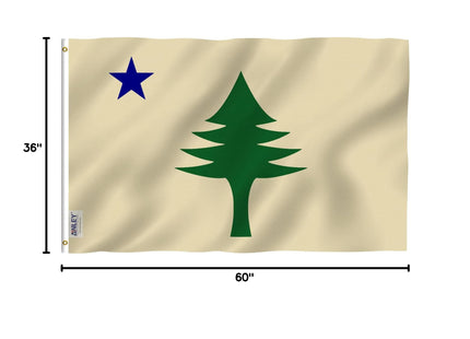 Anley Fly Breeze 3x5 Foot Maine State Flag - Vivid Color and Fade proof - Canvas Header and Double Stitched - Maine ME 1901-1909 Flags Polyester with Brass Grommets 3 X 5 Ft