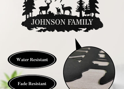 Custom Sign, Custom Metal Sign Customized Family Name Sign, Woodland Deer Metal Sign for Mother's Day Father's Day, Rustic Deer Hunter Gift Outdoor Decor Cabin Decor Home Decor Porch Wall Art Sign