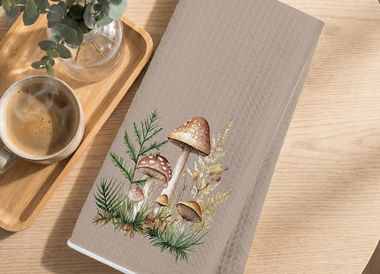 4 Pcs Mushroom Decorative Hand Towels, Farmhouse Reusable Dish Towels