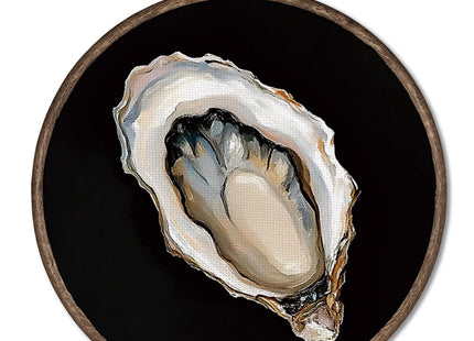 GWFSJYU Oyster Beach Framed Wall Art Decor, Pastel Oyster Shells Round Canvas Prints Wall Art, Nautical Coastal Oysters Hanging Decor for Kitchen Beach House Decor, 10”x10”inch