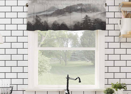 Nature Mountains Window Valance Curtain Natural Smokey Mountain Forest Idyllic Valance Tier Curtain Blackout Rod Pocket Curtain Valance for Kitchen/Bedroom/Living Room/Bathroom, 1 Panel, 54 x 18 Inch