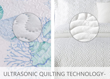 Smuge 3-Piece Beach Theme Quilt Set Queen Size Bedding Set