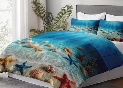 WeCozy Full Comforter Set, 3 Pieces Beach Ocean Bedding Set