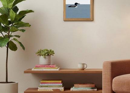 Framed Canvas Wall Art Loon Swimming on Blue Water Art Prints 8x10in
