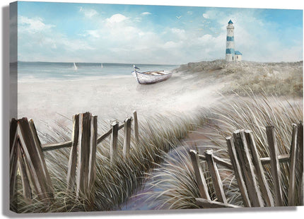 LAIART Canvas Wall Art Ocean Seascape Blue Lighthouse, 16x24 in