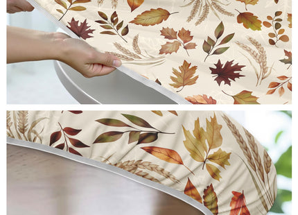 MiaoSi Autumn Leaves Round Fitted Tablecloth with Elastic for 40"-44"