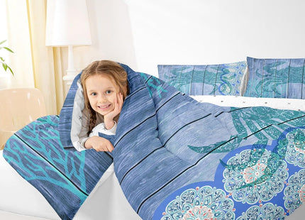 Erosebridal Crab Print Comforter Twin Ocean Themed Bedding Set Boho Mandala Duvet Set Blue Coral Quilt Set 2 Piece Sea Wildlife Down Alternative Comforter with 1 Pillowcase Blue Bedroom Comforter Set