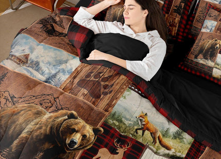 Feelyou Cabin Bear Comforter Set Queen Size Kids Boys Girls 7 Piece