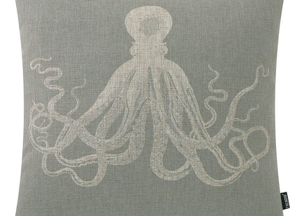 TRENDIN Octopus Pillow Cover 18x18 inch Grey Square Throw Pillowcase Home Chair Office Ocean Decor Linen Cushion Cover for Sofa Couch PL729TR
